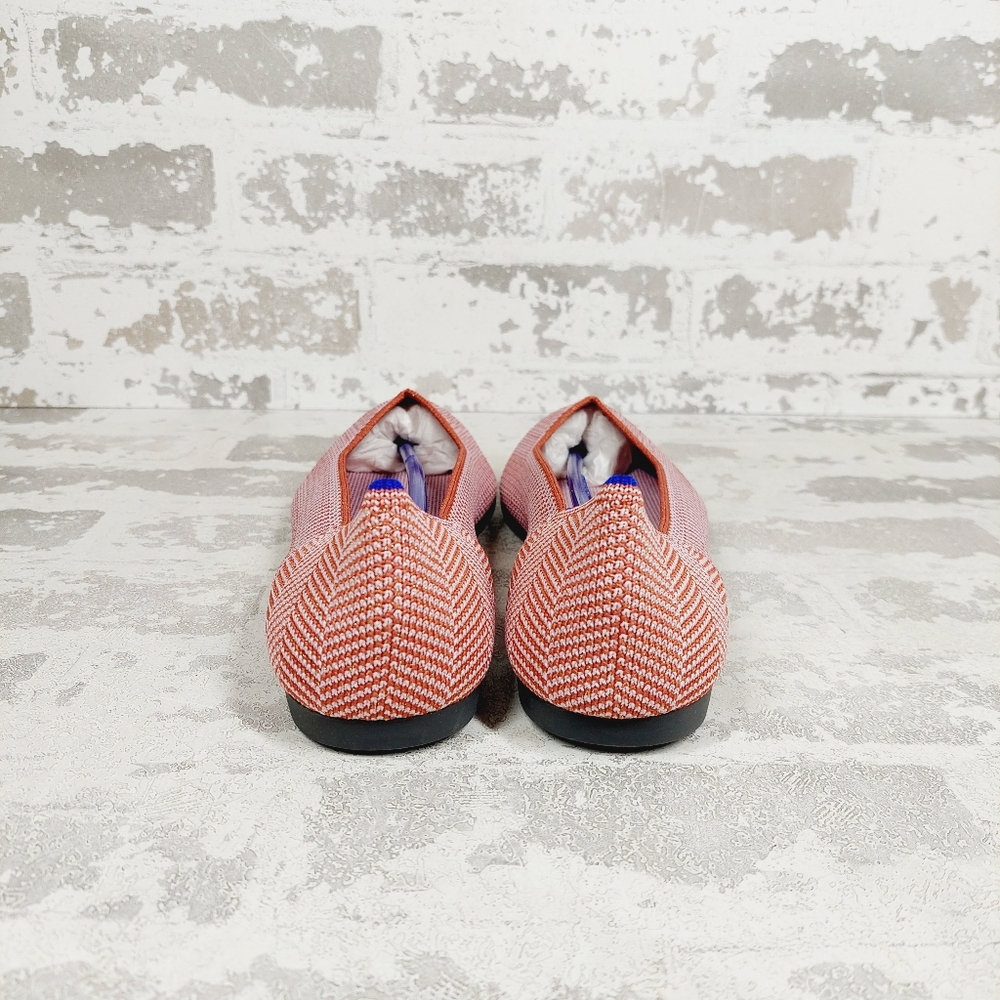 New Rothy's The Flat Red/White Knit Pointy Toe Slip On Stripe Loafers V505 - Picture 2 of 8